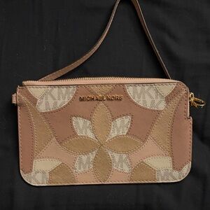 Michael Kors Floral Tan and Cream Wristlet